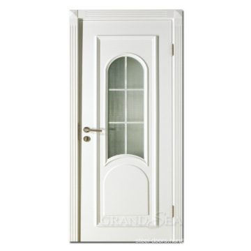 Wholesale White Color Lattice Bar Hollow Glass Decorative Cheap Prices Interior Room Security Solid Wood Door